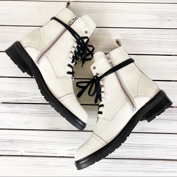 NEW All Saints Lira Hiker White Leather Boots 11 - Picture 5 of 16